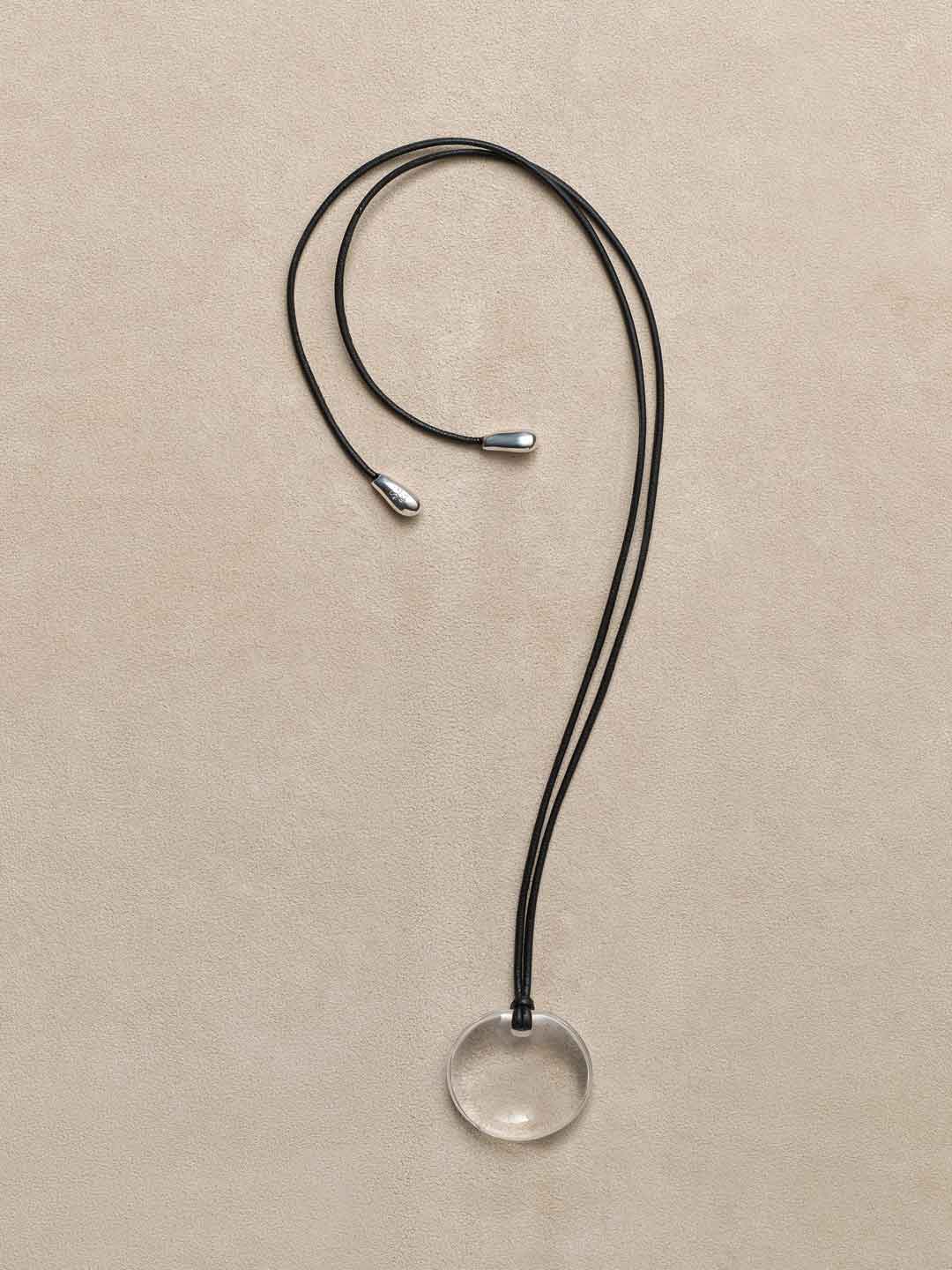 Small Full Moon Pendant, Quartz - Silver