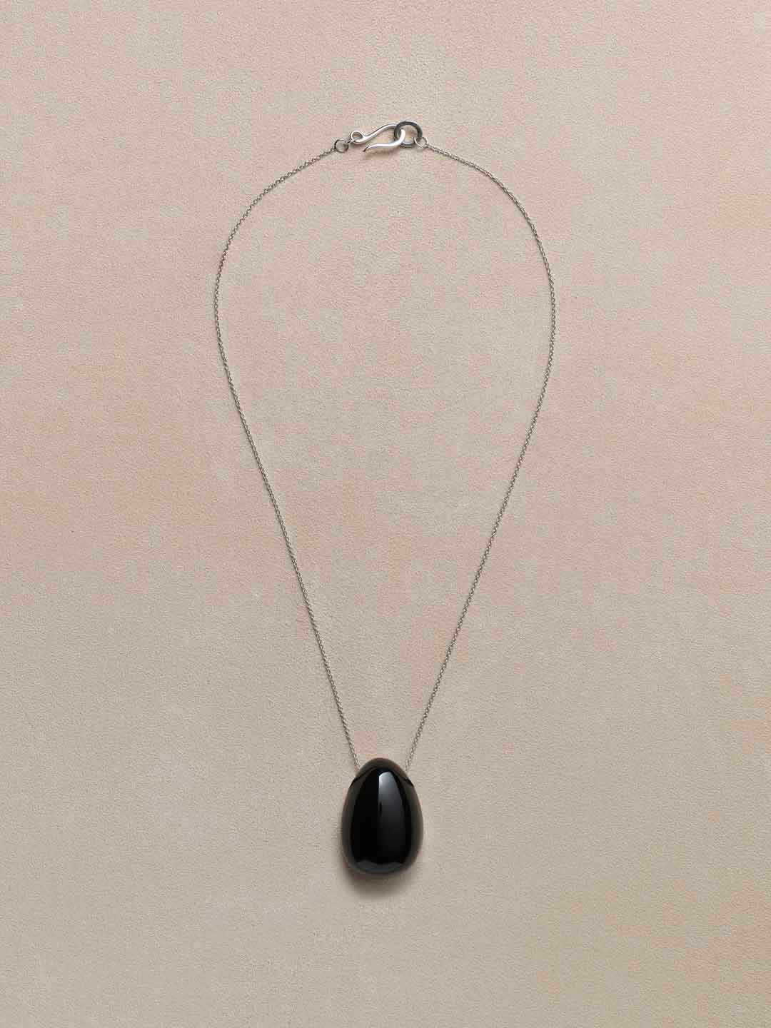 Everyday Egg Pendant, Onyx - Silver
