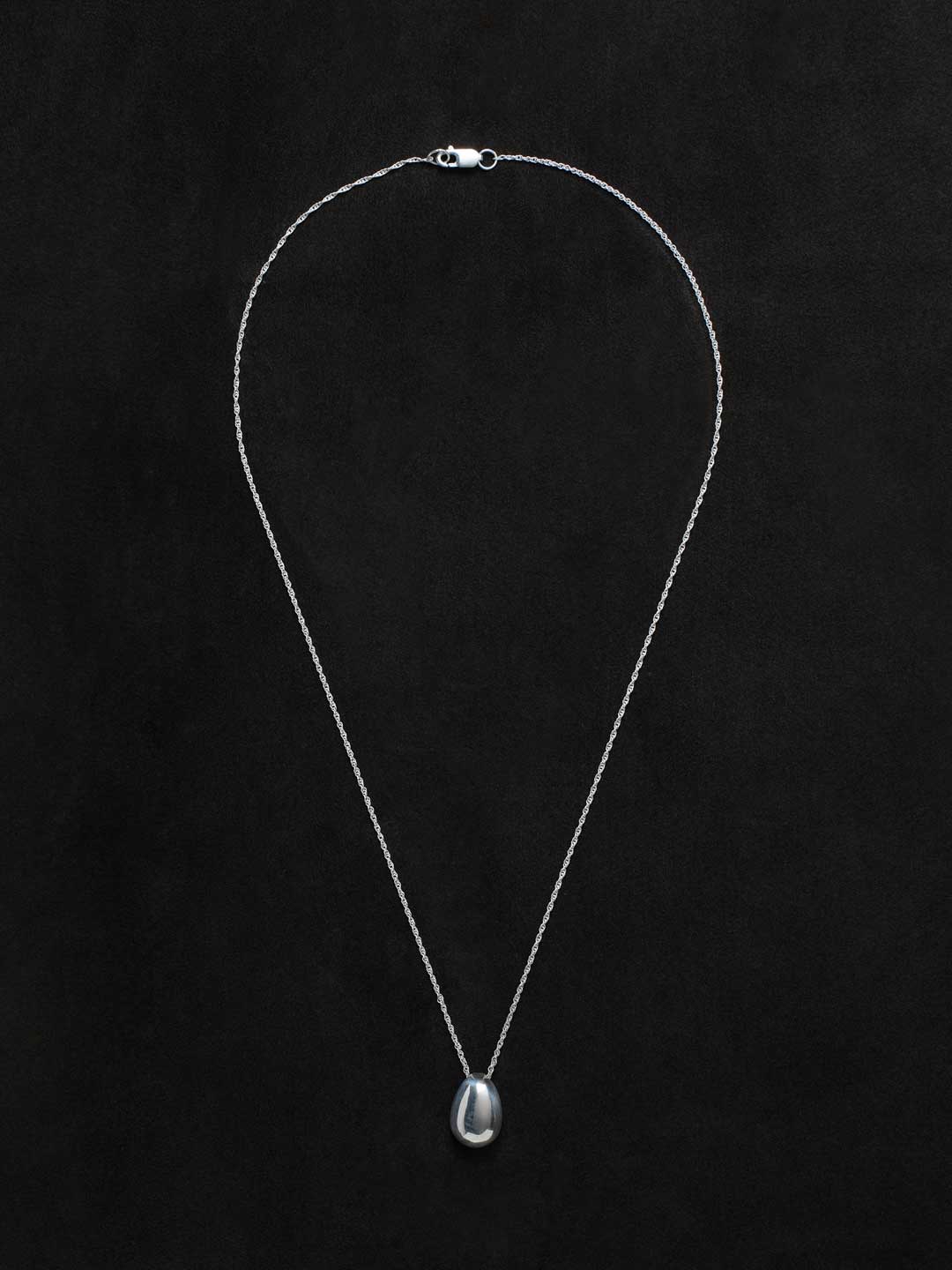 Tiny Egg Pendant 55cm  - Silver