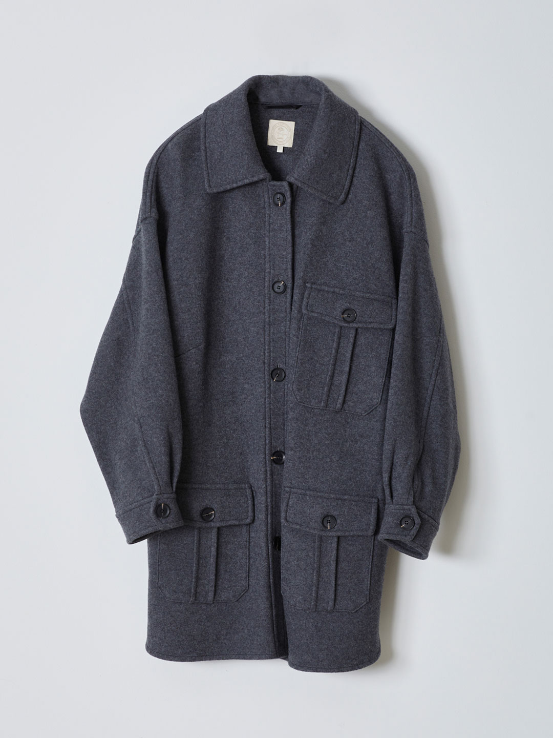 Wool Nylon Multi Pockets Shirt Jacket - Dark Grey