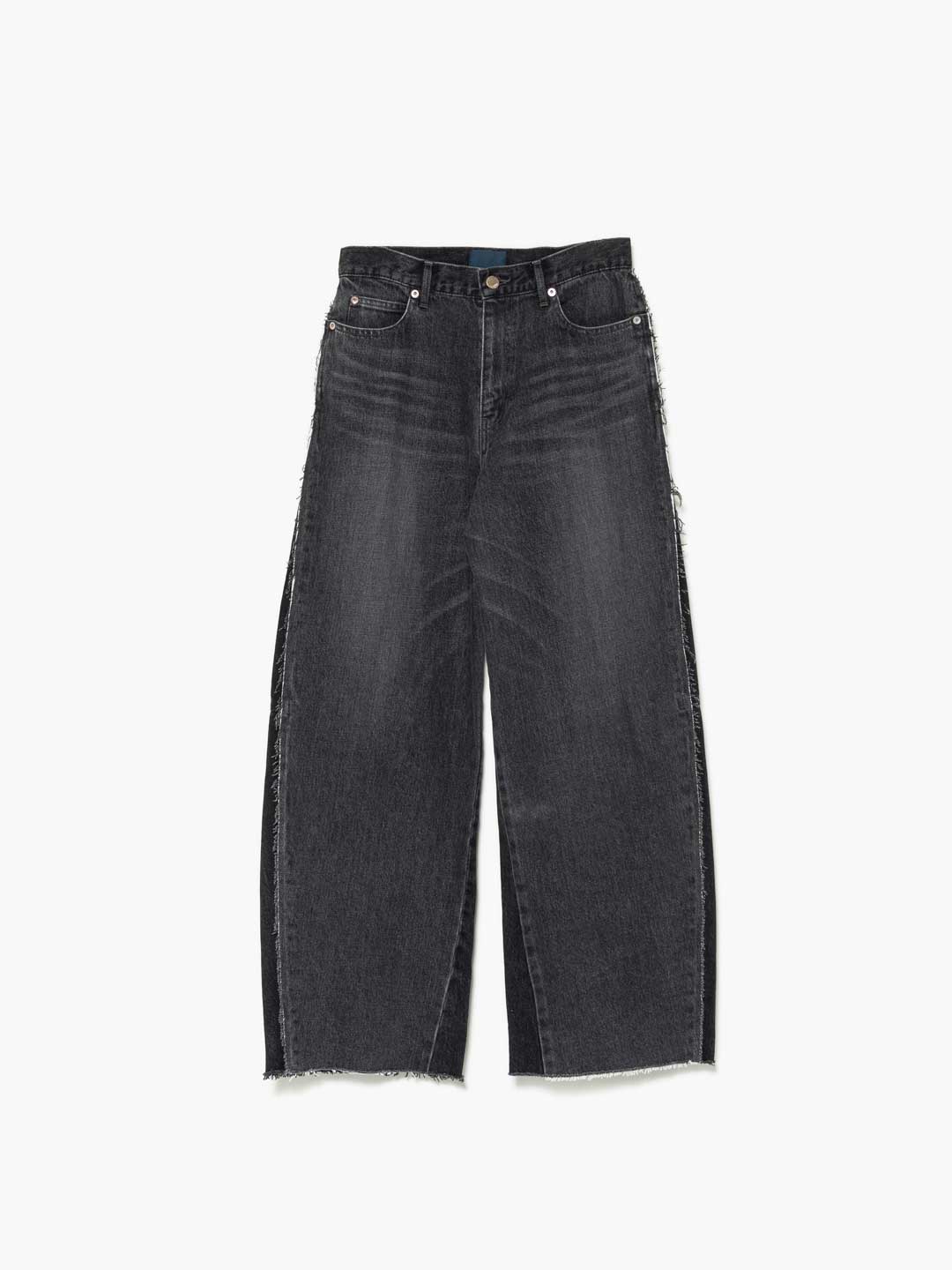 MARTIN Remake Two-Tone Cut Denim Pants / Vintage Black - Black