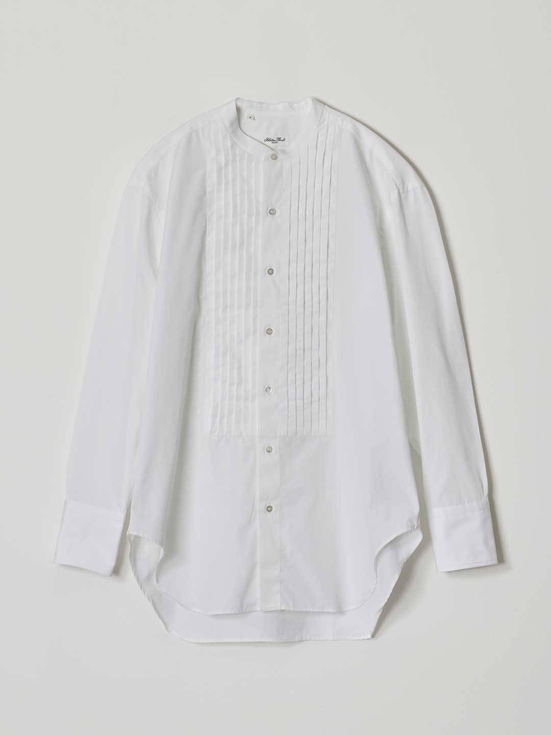 Smocking Band Collar Shirt - White