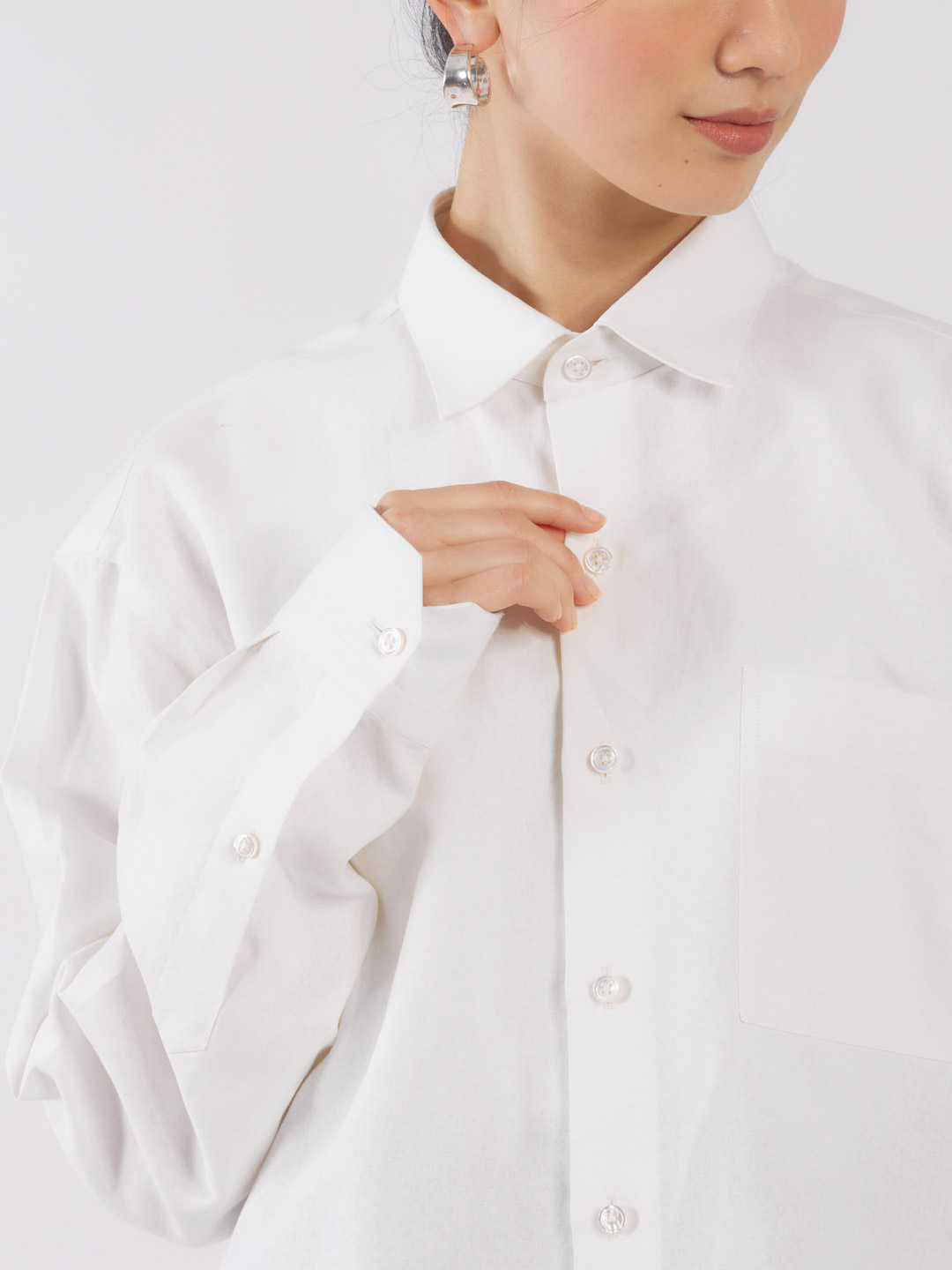 Regular Collar Front Pocket Shirt - White