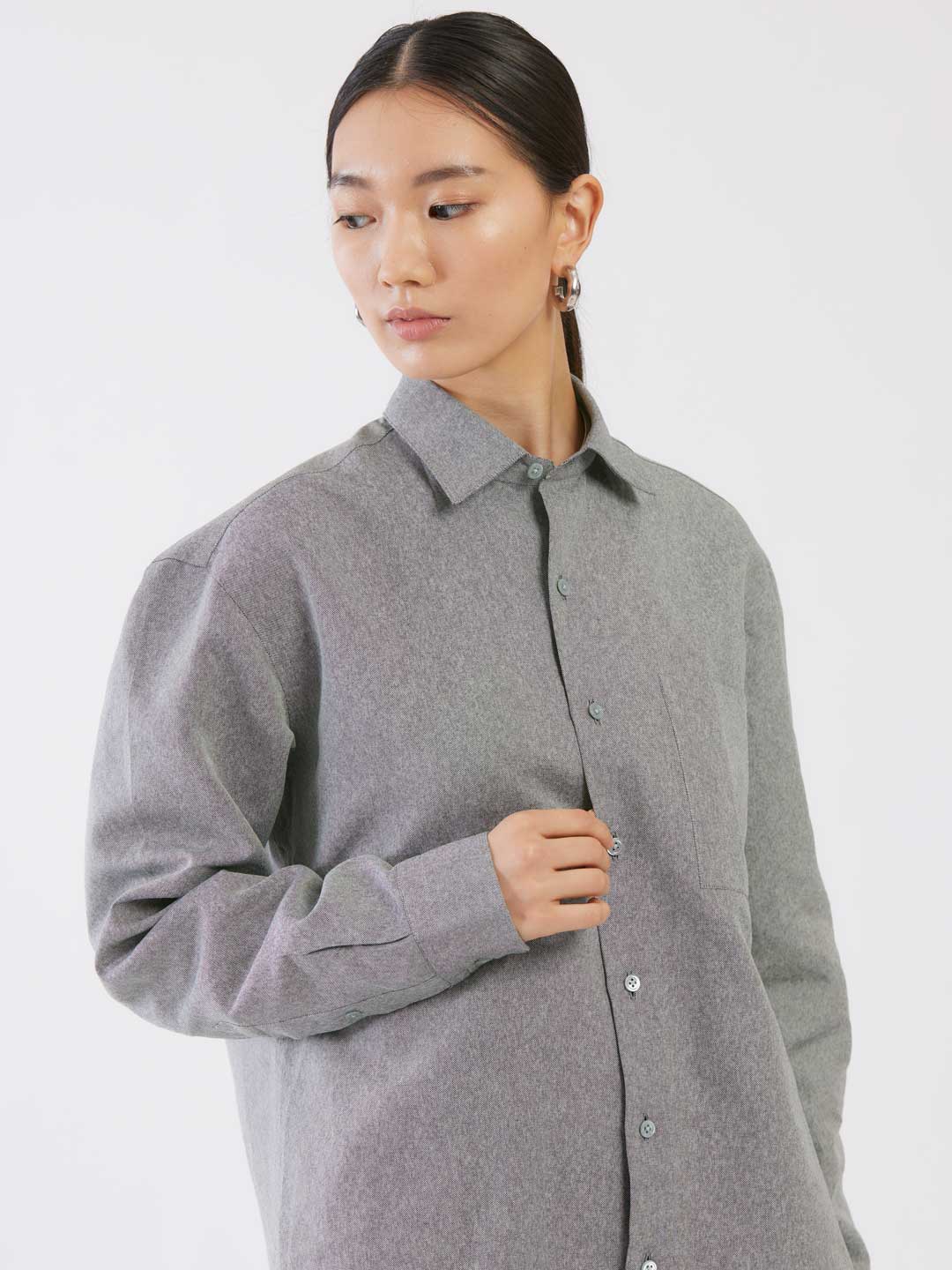 Regular Collar Front Pocket Shirt - Dark Navy