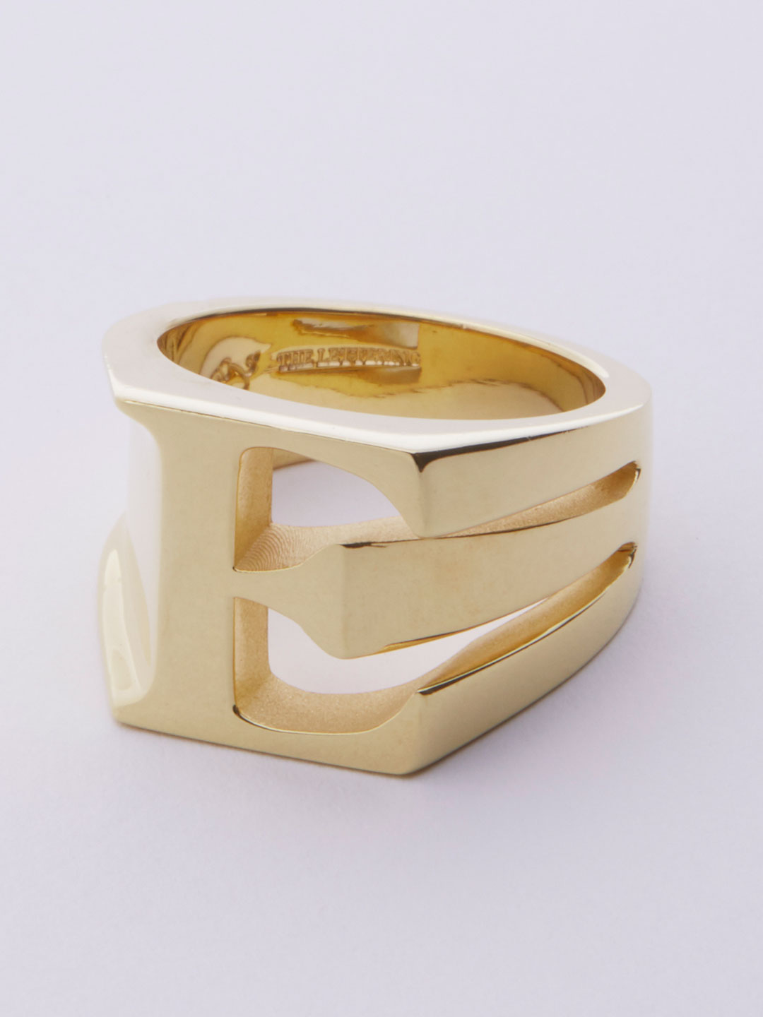 Alphabet Ring E - Gold