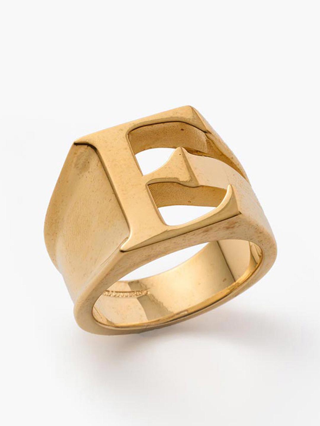 Alphabet Ring E - Gold