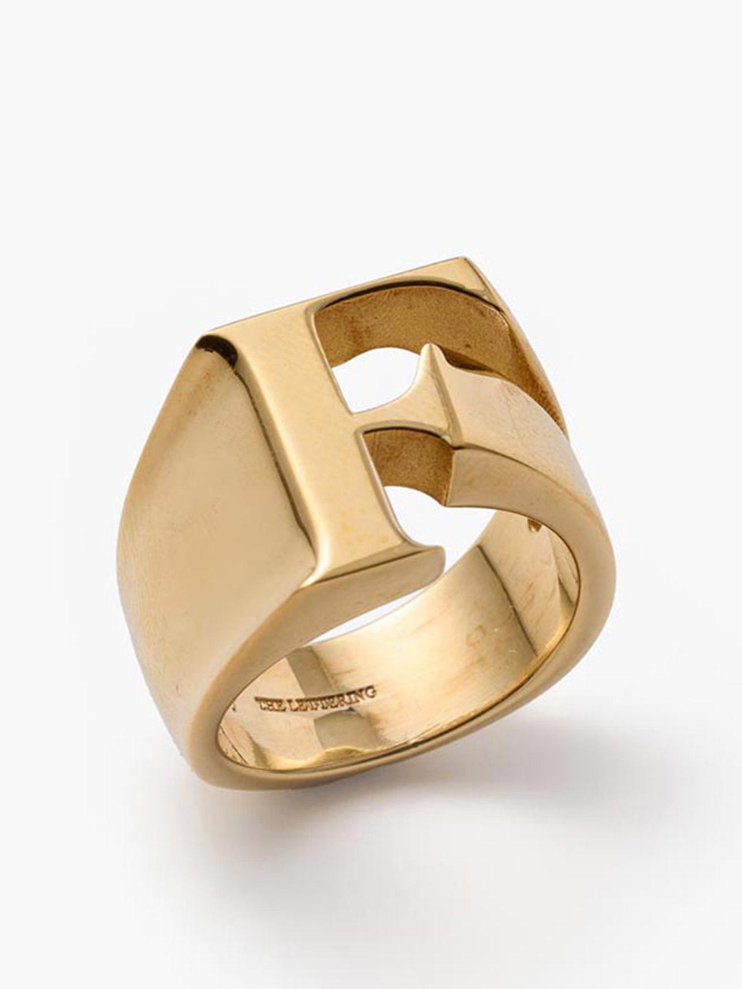 Alphabet Ring F - Gold