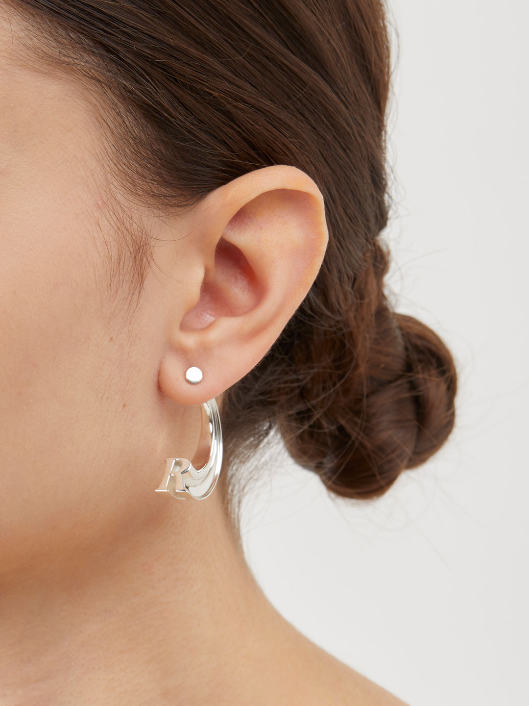 Alphabet Pierced Earring R  - Silver