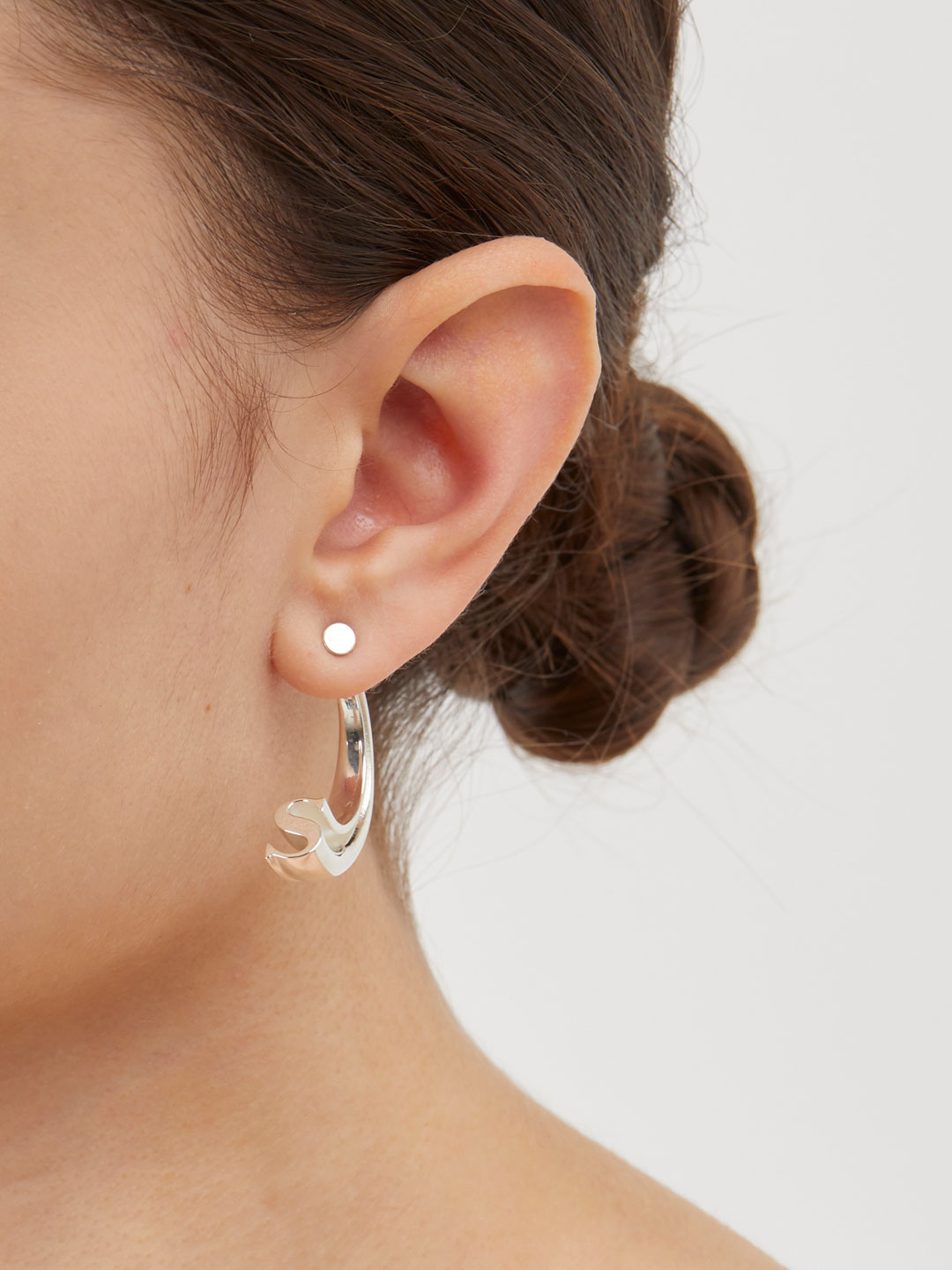 Alphabet Pierced Earring S  - Silver