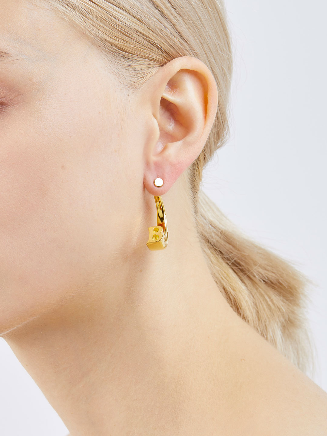Alphabet Pierced Earring B  - Gold