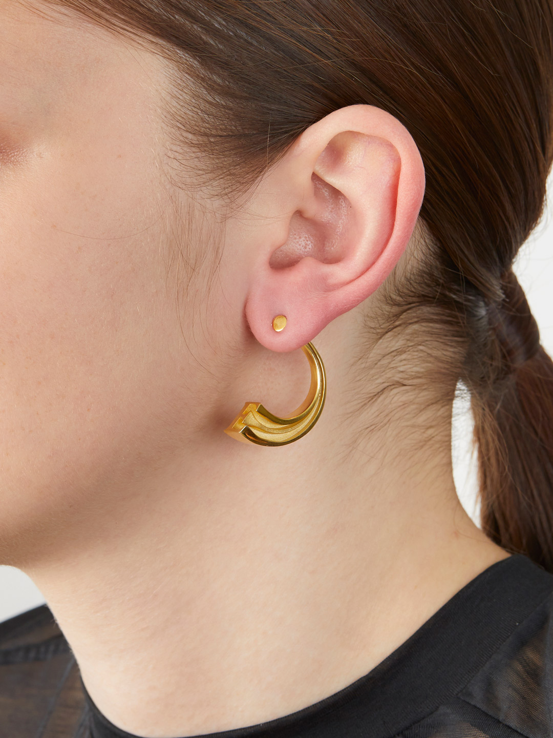 Alphabet Pierced Earring E  - Gold