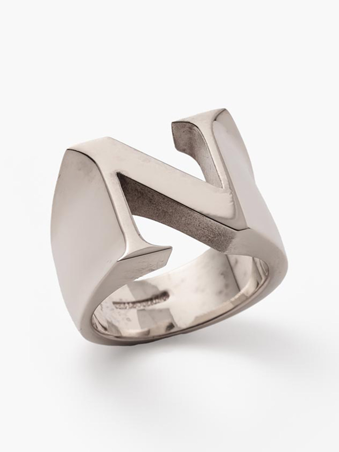 Alphabet Men's Ring N - Silver