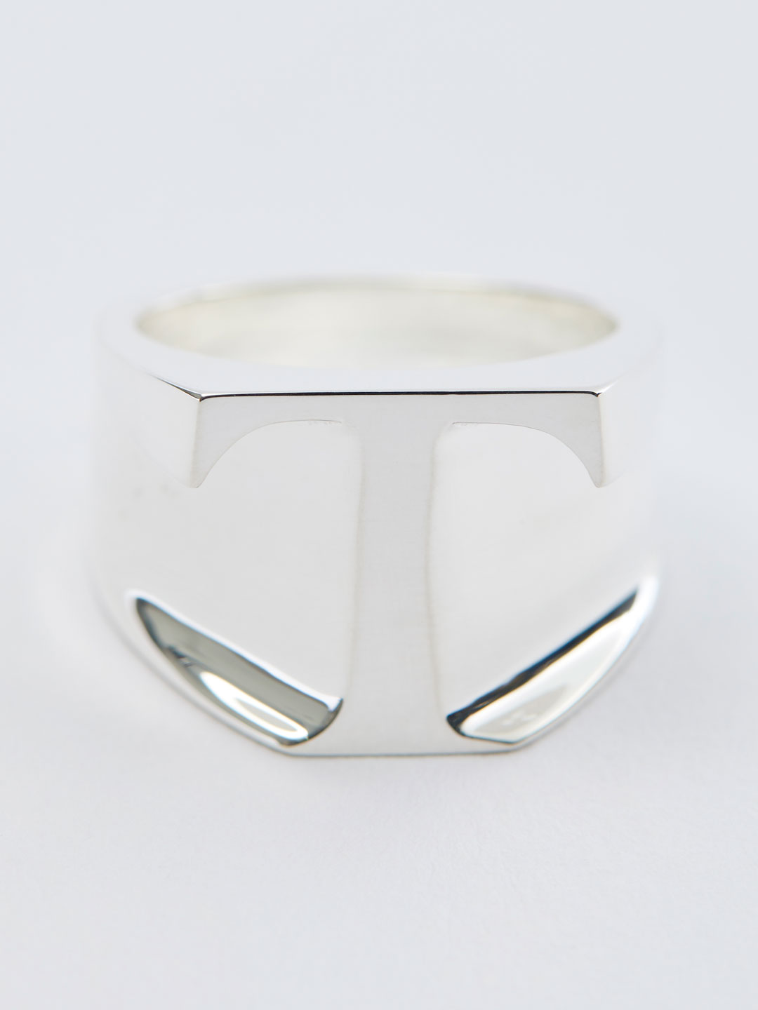 Alphabet Men's Ring T - Silver