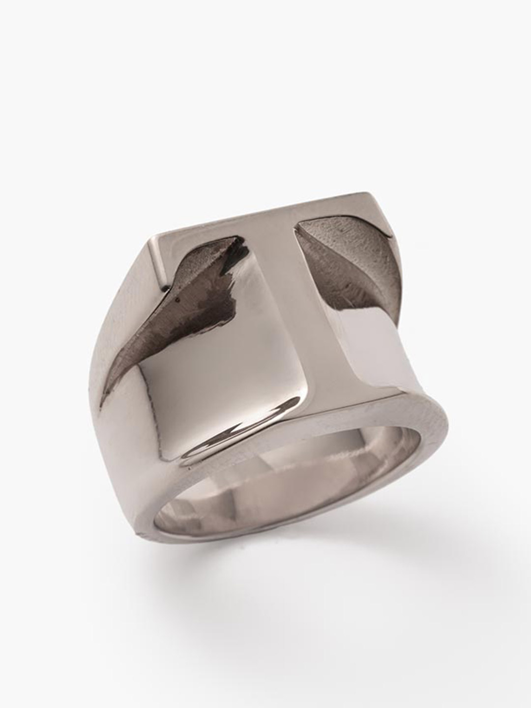 Alphabet Men's Ring T - Silver