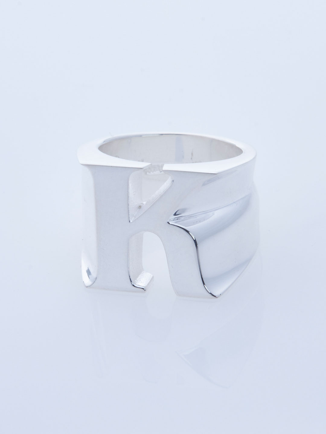 Alphabet Pinky Ring K  - Silver