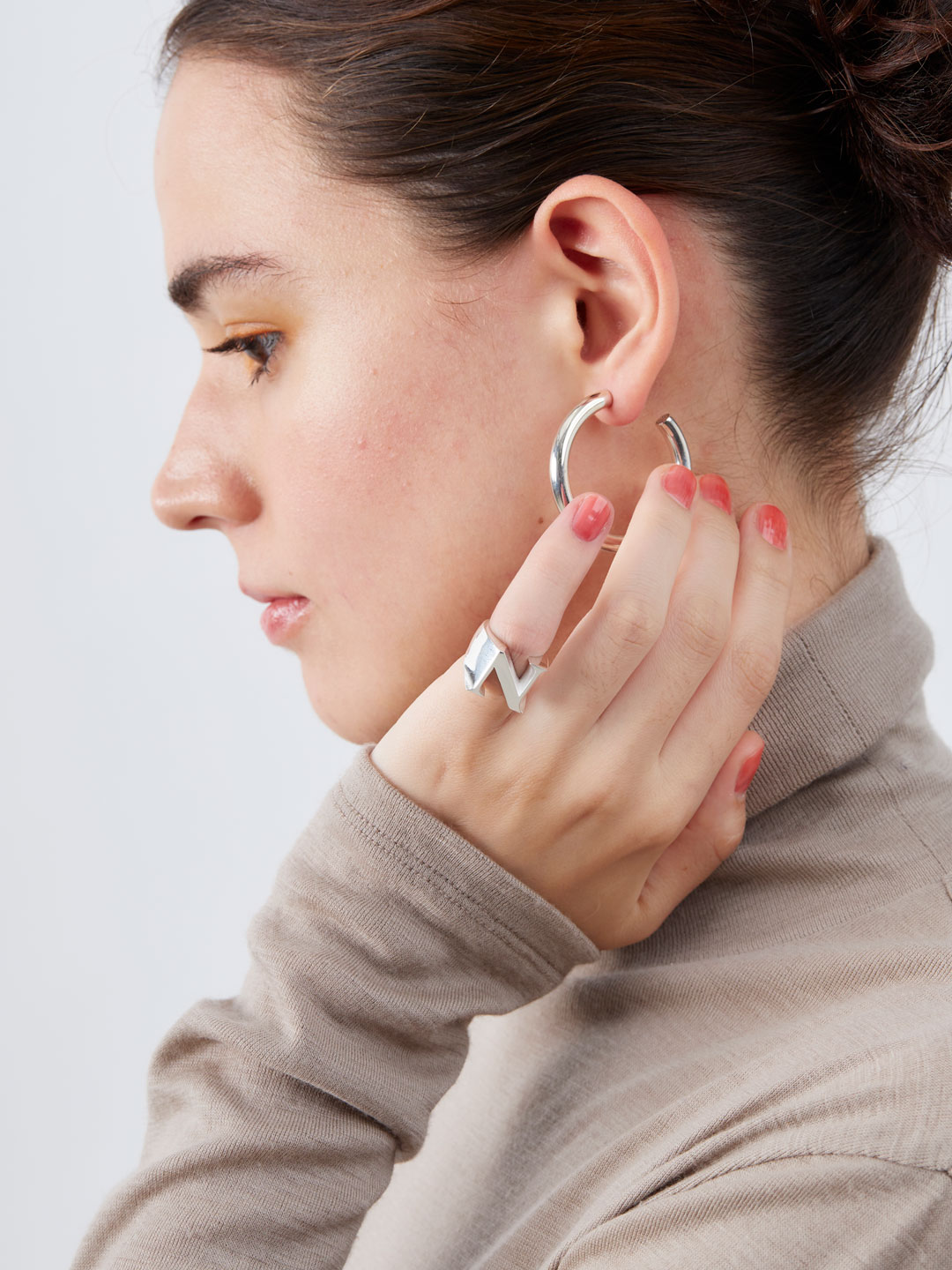 Alphabet Pinky Ring N   - Silver