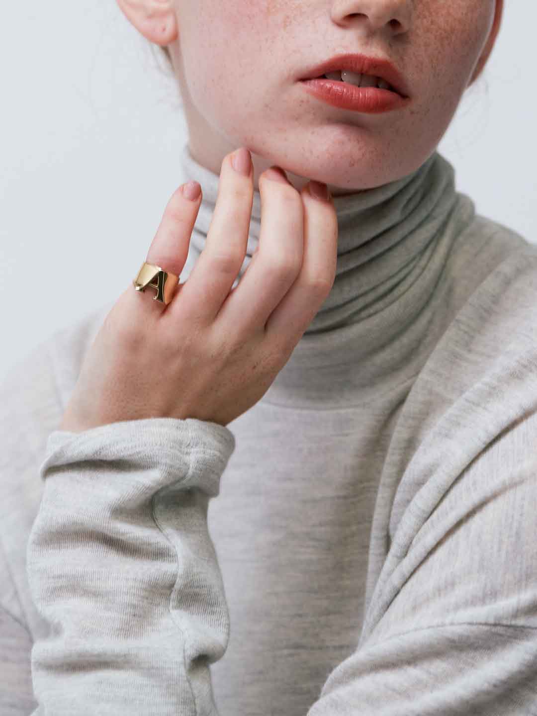 18K Alphabet Pinky Ring A - Gold