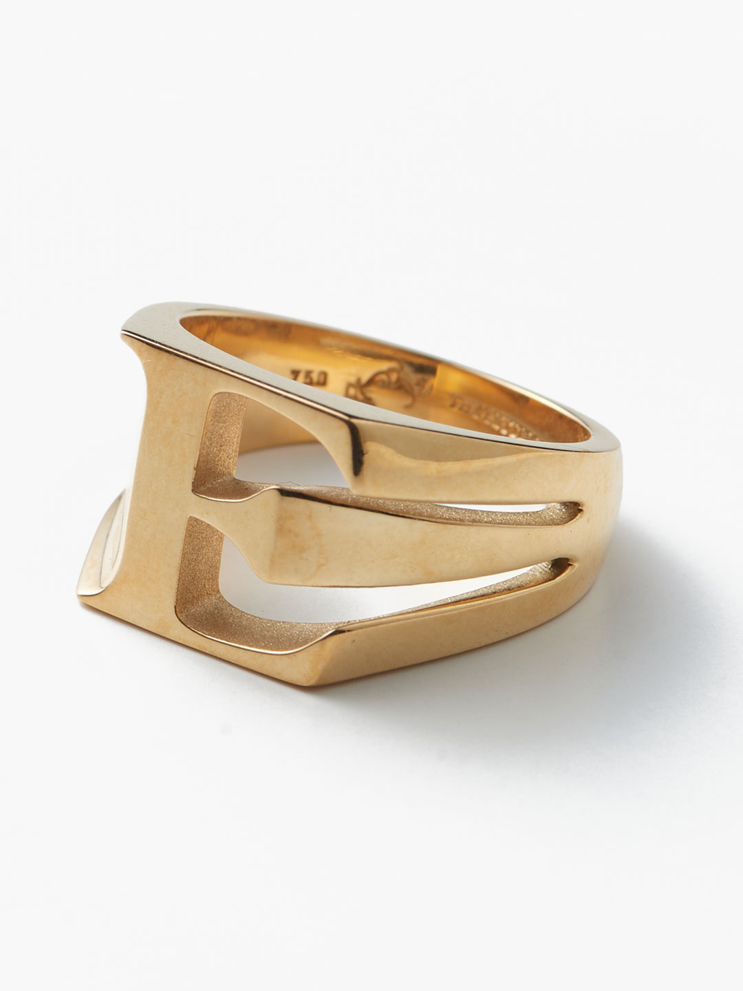 18K Alphabet Ring E - Gold