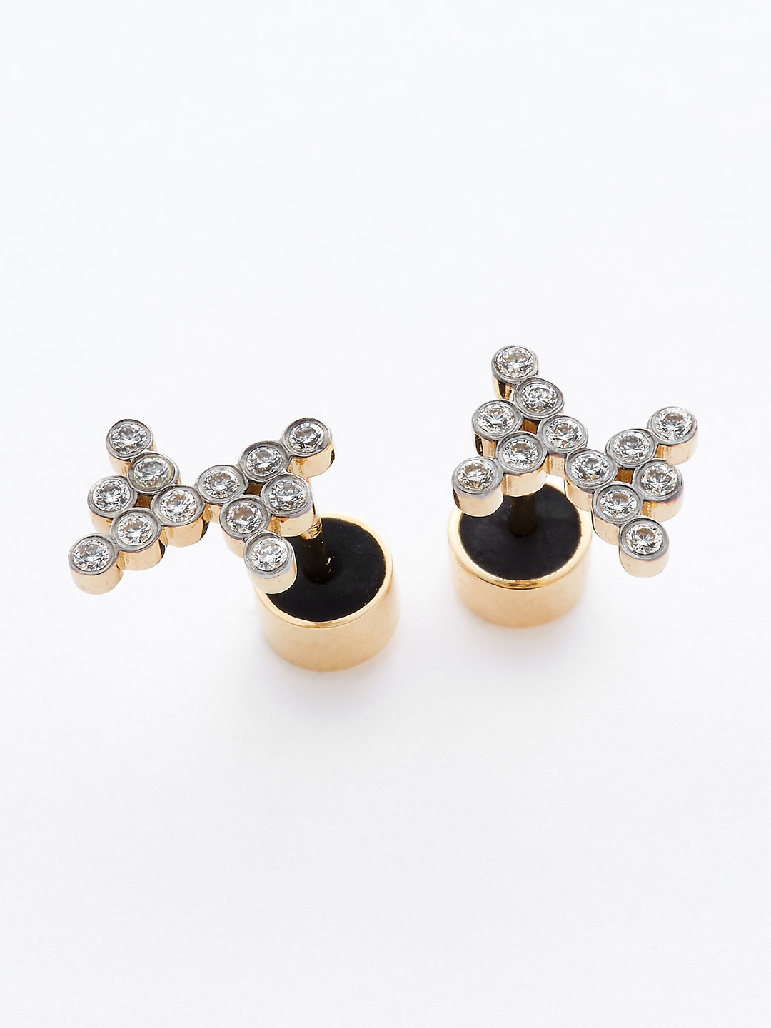 Diamond Pierced Earring - 18K Yellow Gold