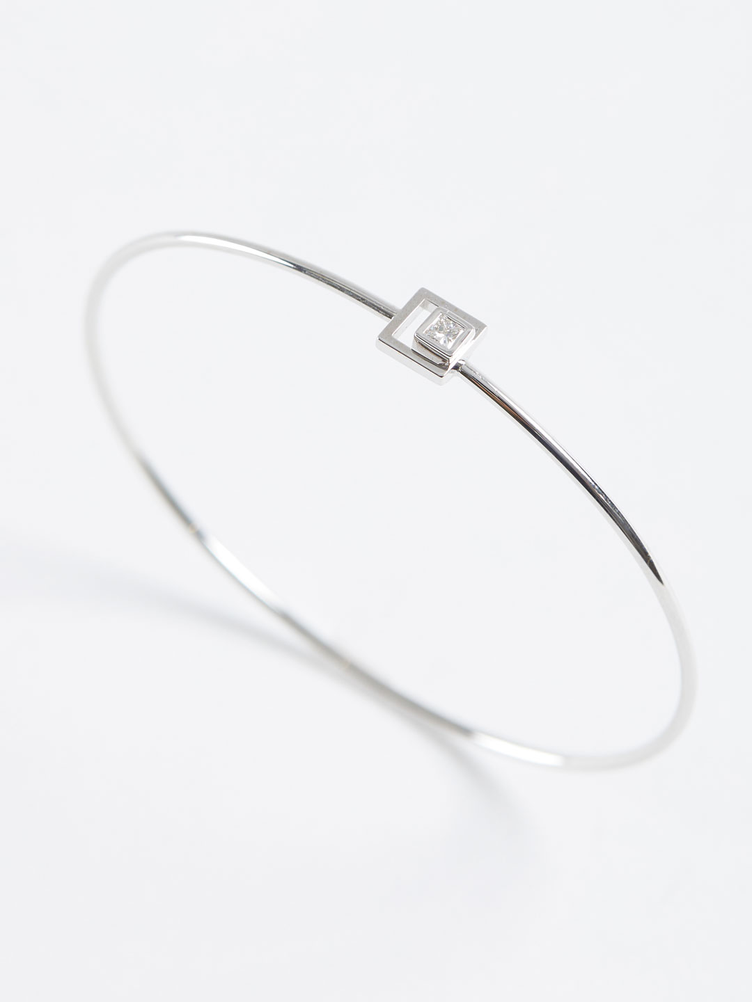 Diamond Square Motif Bracelet - White Gold